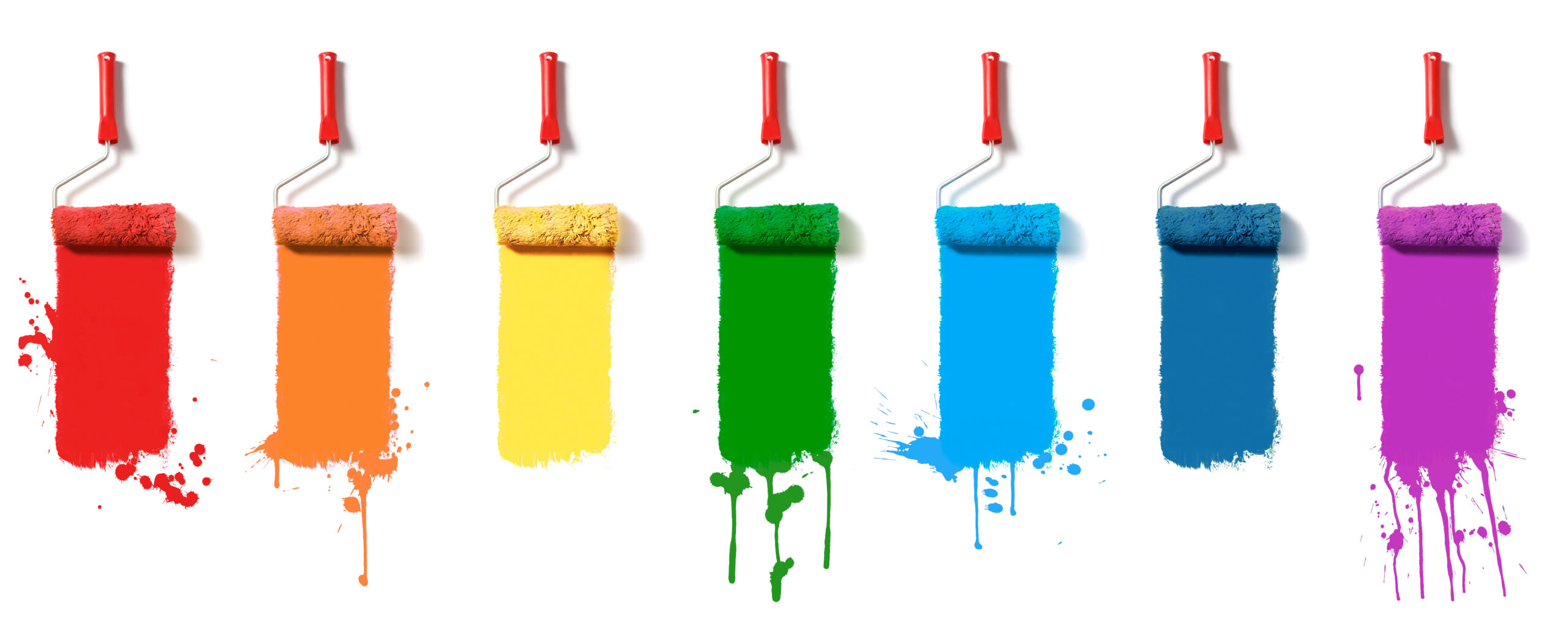 roller brushes with seven colors paint